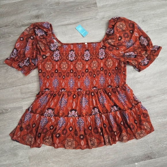 NWT MAURICE'S Summer shirt boho peasant top XL New - Picture 1 of 2